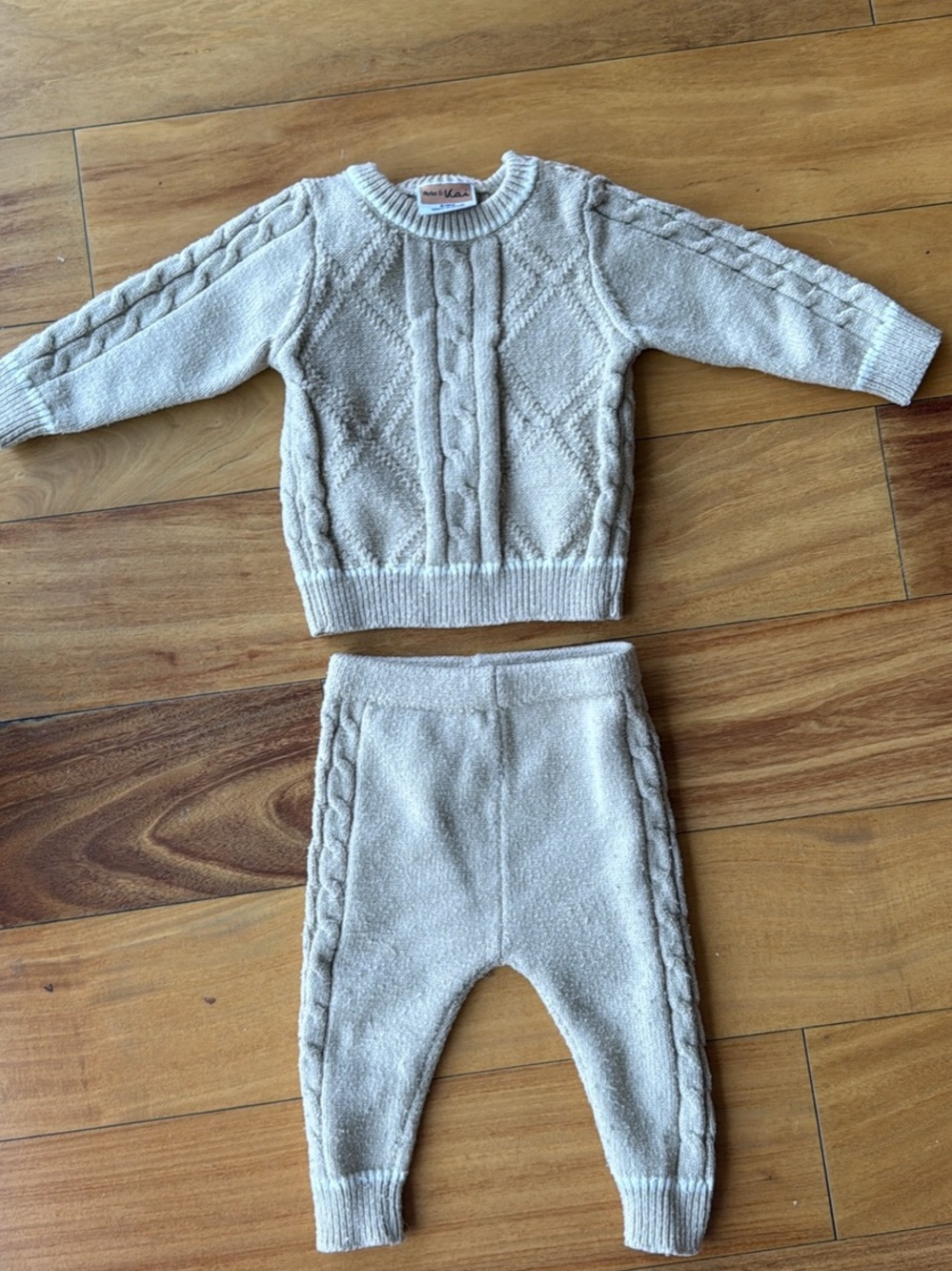 Baby Cream Cable Knit Sweater & Pants Set